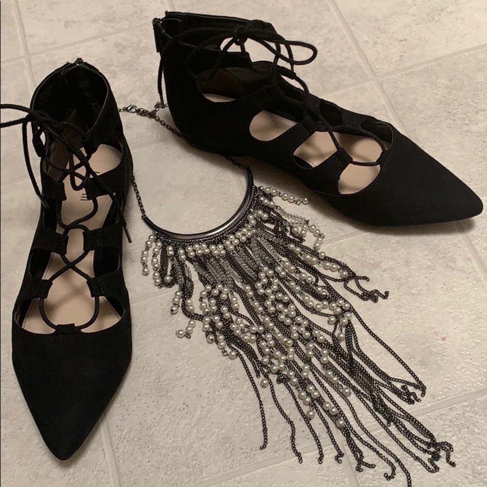 Bar III Woman’s Size 9 Tie Up Black Sandals 5/$25